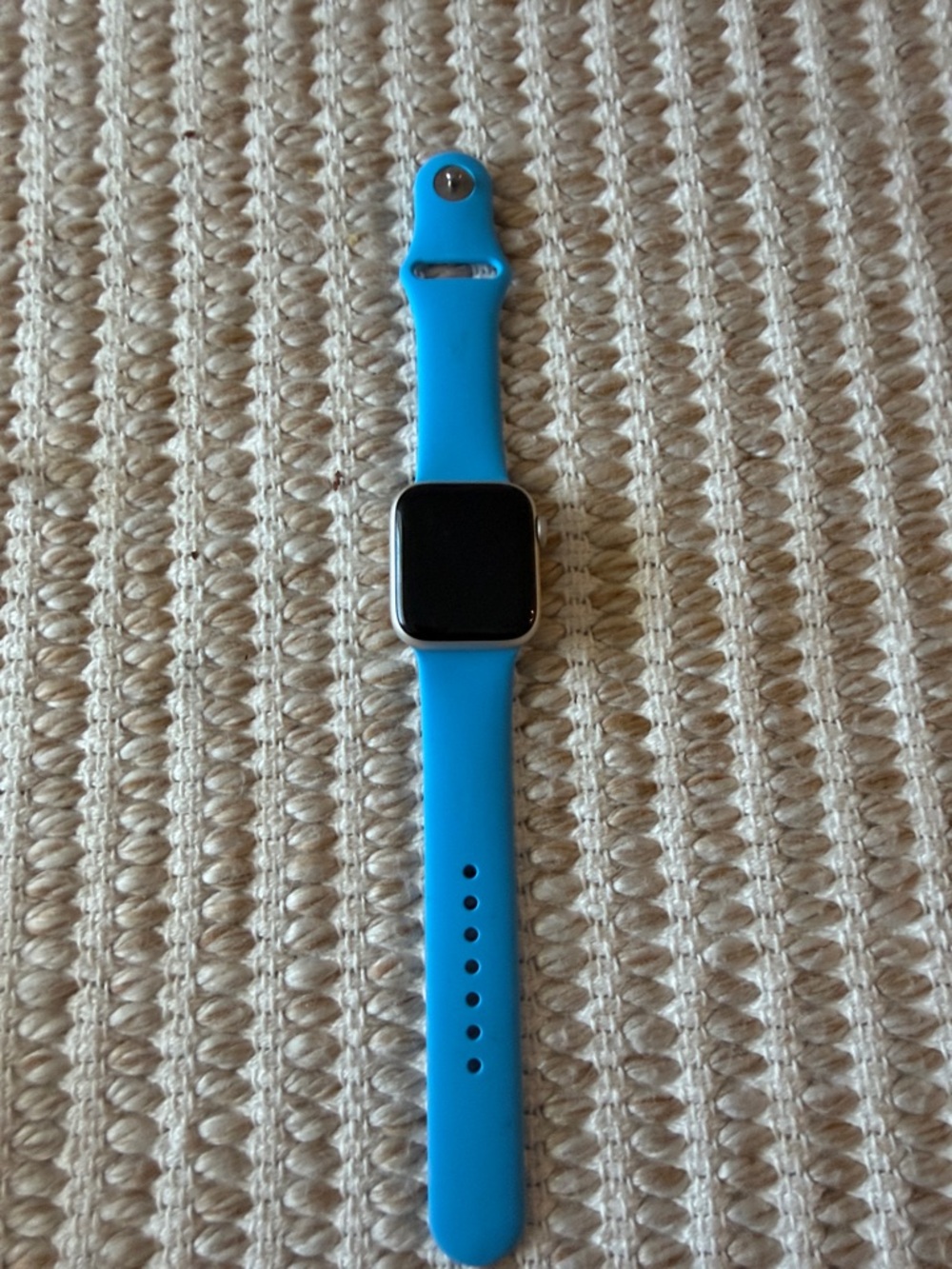 Blue Silicone Smartwatch Band with Silver Case - Compatible Wearable